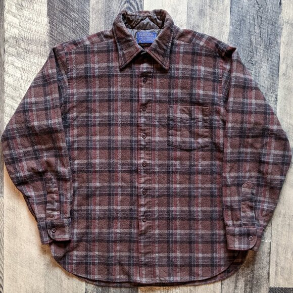 Pendleton Vintage Plaid Wool Button-Up Shirt - Picture 1 of 6